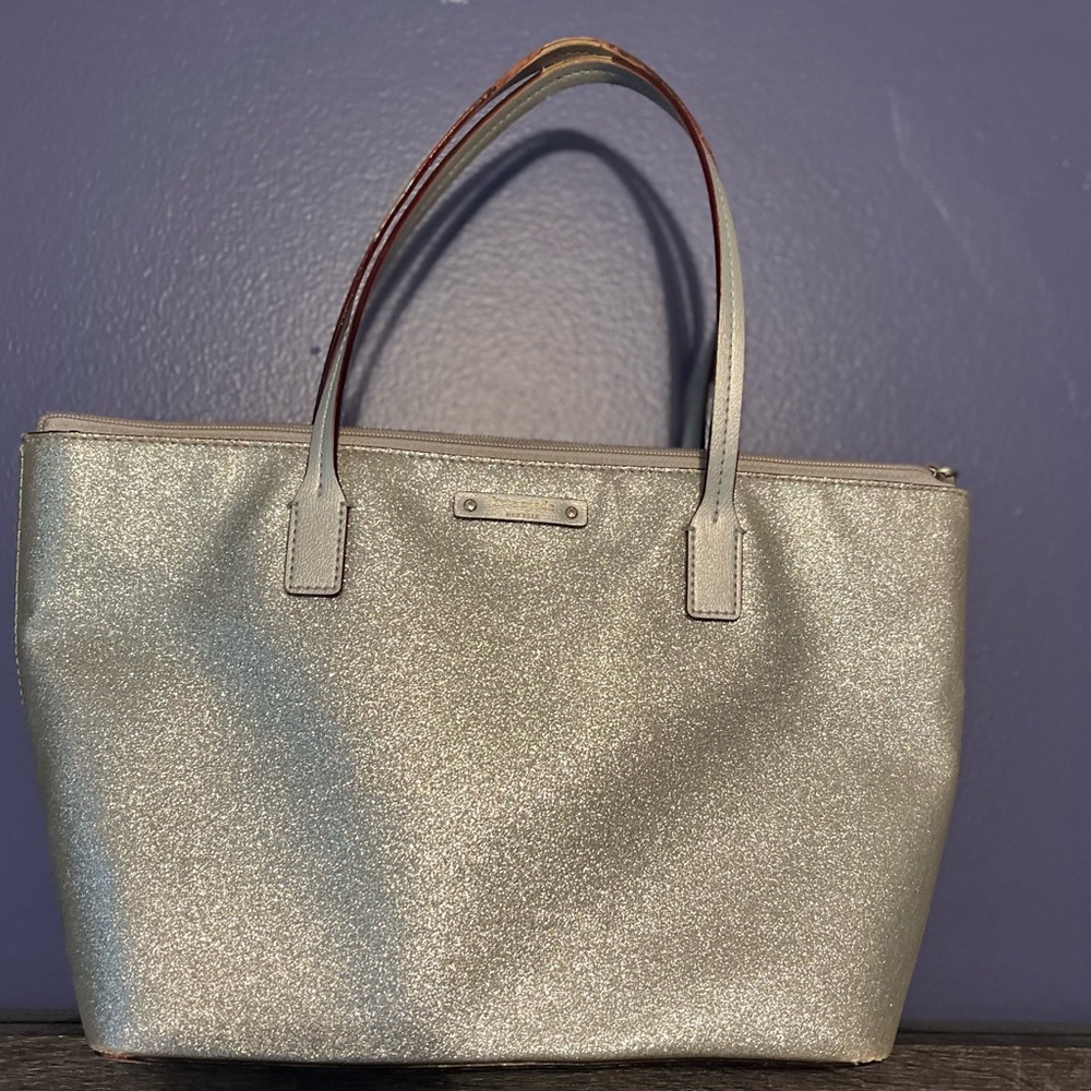 KATE SPADE Silver Glitter Handbag Women's Purse